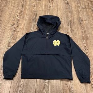 Notre Dame 1/4 zip windbreaker navy blue jacket, like new, Youth Small